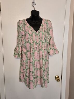 Lilly Pulitzer Pink & Green Floral V-Neck Mini Dress